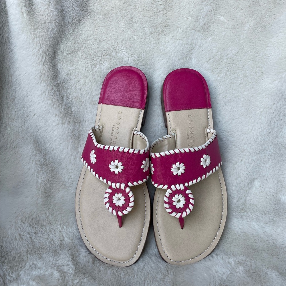 Apostrophe pink leather Jaquie sandals